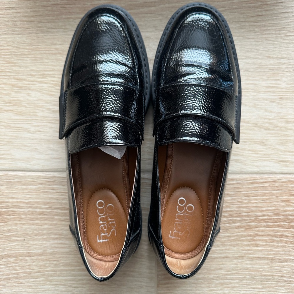 Franco Sarto Black Vegan Leather Chunky Loafers